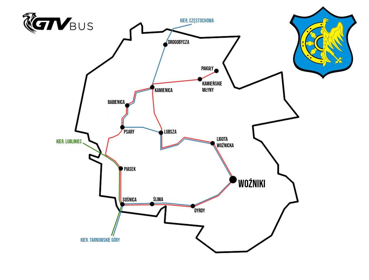 plan komunikacji wozniki